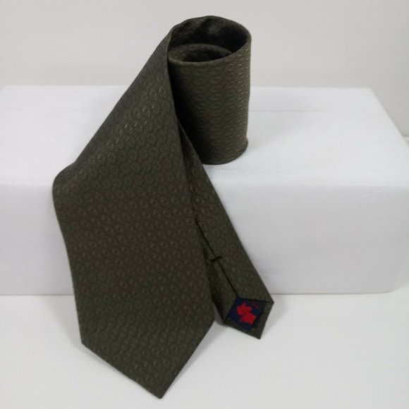 Rooster Mens 100% Silk Green Tie Geometric Design Screencore - Picture 2 of 10